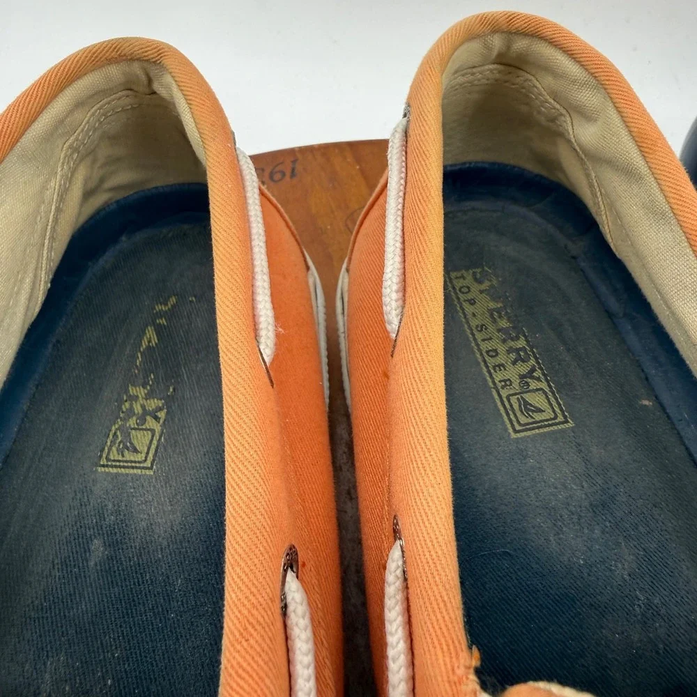 Sperry Top-Sider Mens 10.5 M Orange Canvas Boat Shoes C141432 Deck Loafers